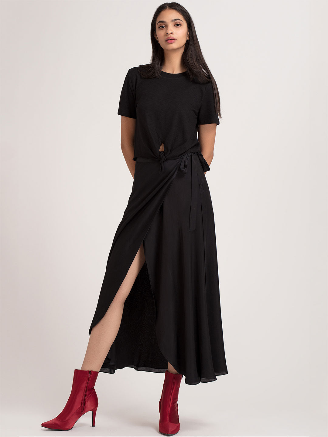 Black Long Wrap Skirt from Shaye , Skirt for women