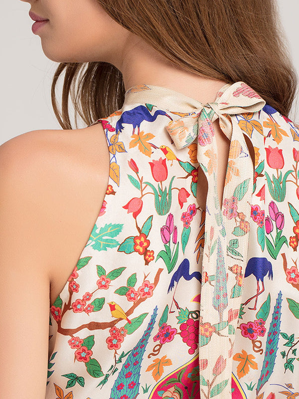 Cream Peacock Halter Top from Shaye , Top for women