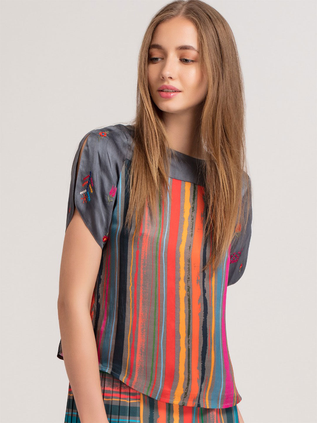 Stripe Embroidery Top from Shaye , for women