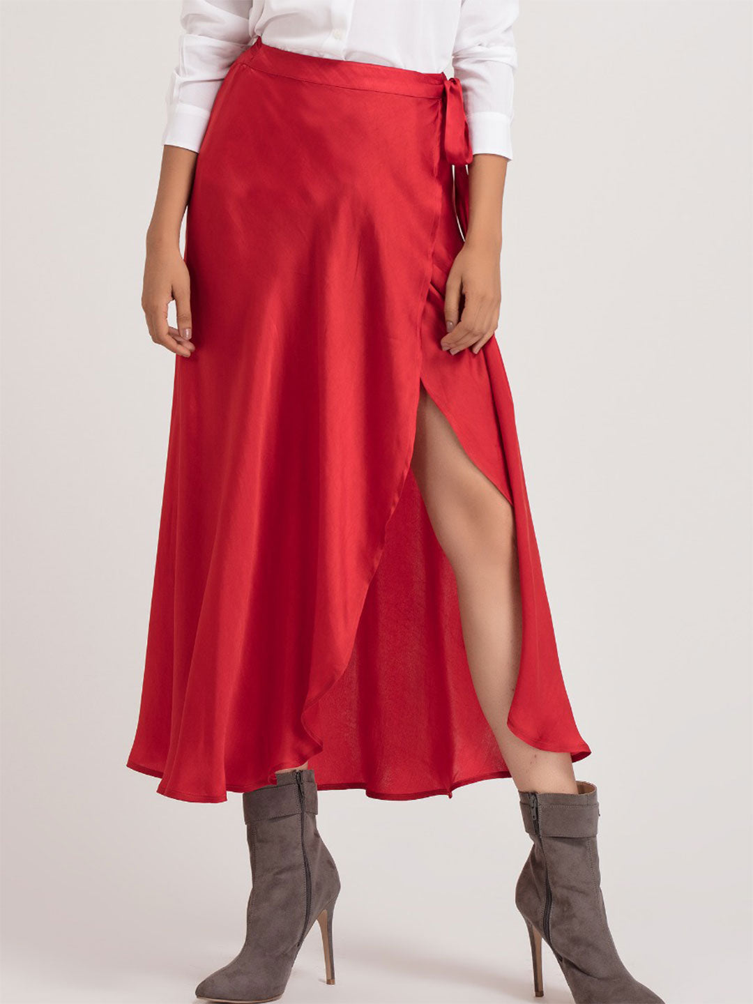 Red Long Wrap Skirt from Shaye , Skirt for women