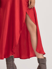 Red Long Wrap Skirt from Shaye , Skirt for women