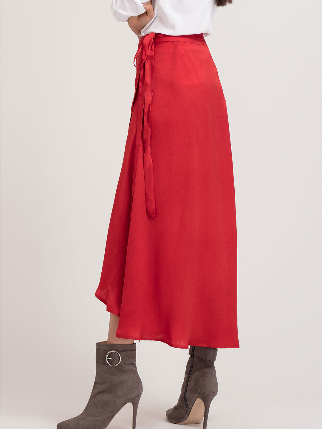 Red Long Wrap Skirt from Shaye , Skirt for women