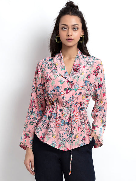 Daphne cinched shirt jacket from Shaye , for women