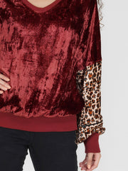Velvet Leopard Sleeve Sweater from Shaye , for women