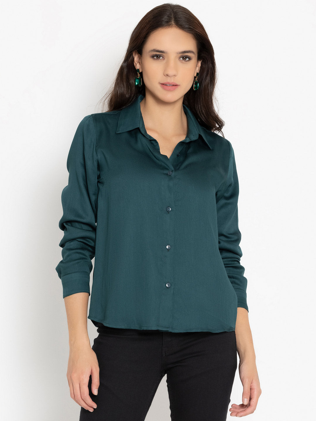 Luxe Green Shirt | Shirts for women – Shaye India
